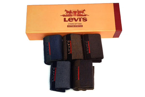 TMS Branded L-E-V-I-S Formal Full Socks (pack of 5)