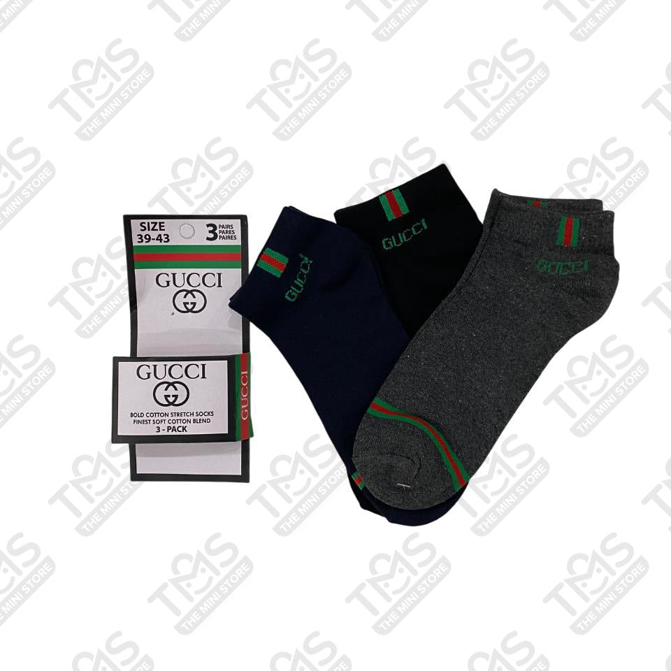 TMS Branded G-U-C-C-I Ankle Socks  (Pack Of 3)